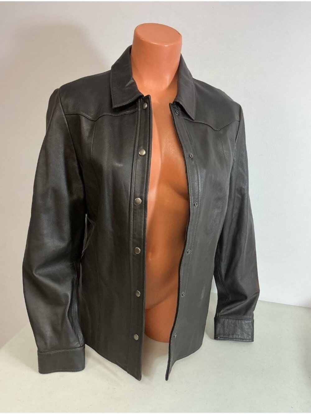 Lord & Taylor Leather Jacket Brown Coat Womens Medium